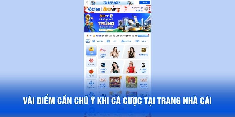 Vài điểm cần chú ý khi cá cược tại trang nhà cái